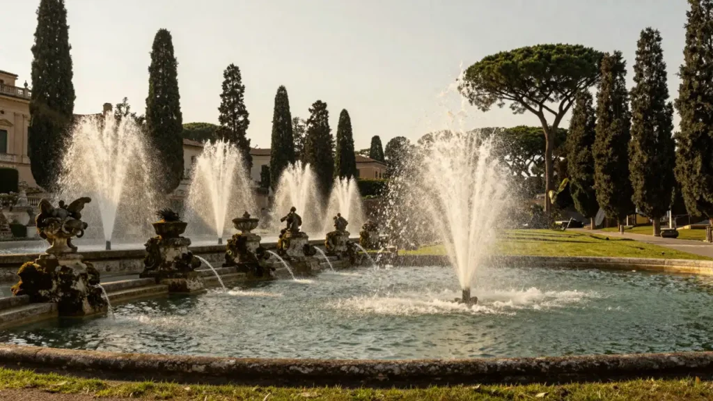 Ogrody Villa d'Este w Tivoli - renesansowe fontanny i Aleja Stu Fontann